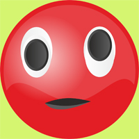Emoticon, rot, zweifelnd