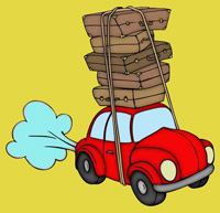 Auto, Stapel Koffer auf dem Dach