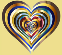 Herz, bunt, metallic