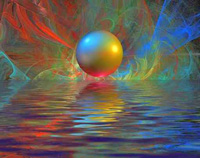 Kugel über Wasser, bunt