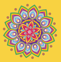 Mandala-Blume in bunt