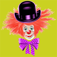 Clown, rote Haare, Hut