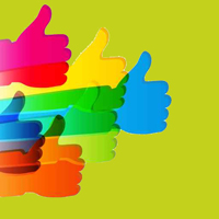 Hände, Daumen hoch, bunt