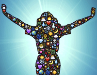 Frauensilhouette, Zeichen, Sonne