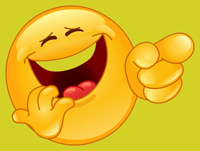 Smiley lacht und zeigt