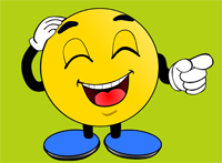 Smiley, steht, lacht