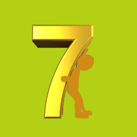 Figur stützt Zahl 7