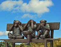 3 Affen, nichts sehen, hören, reden