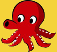 Octopus rot auf gelb